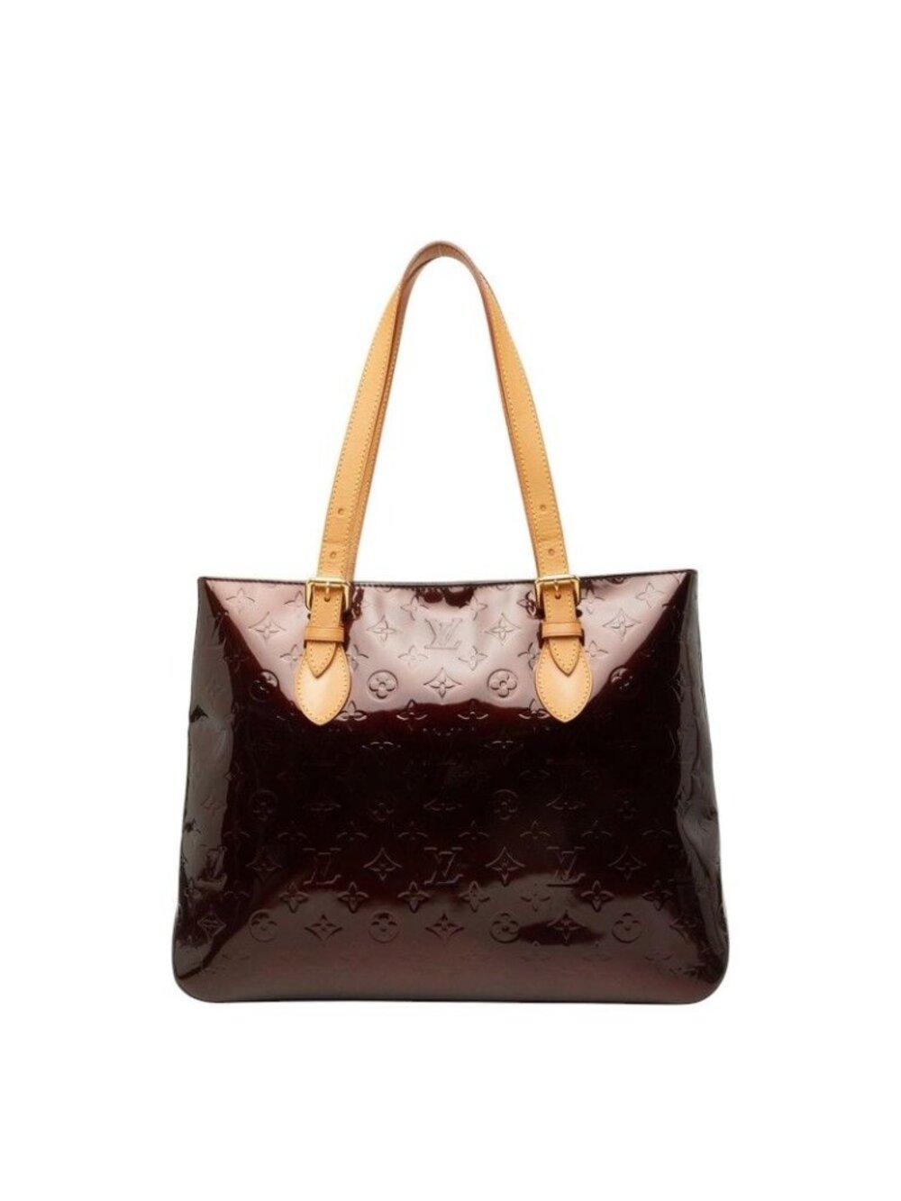Louis Vuitton Monogram Vernis Brentwood Tote Shoulder Bag Wine Red Brown Patent